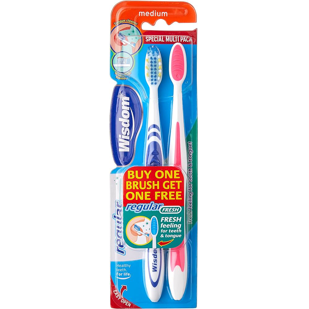 فرشه اسنان وسط 2حبه WISDOM regular fresh