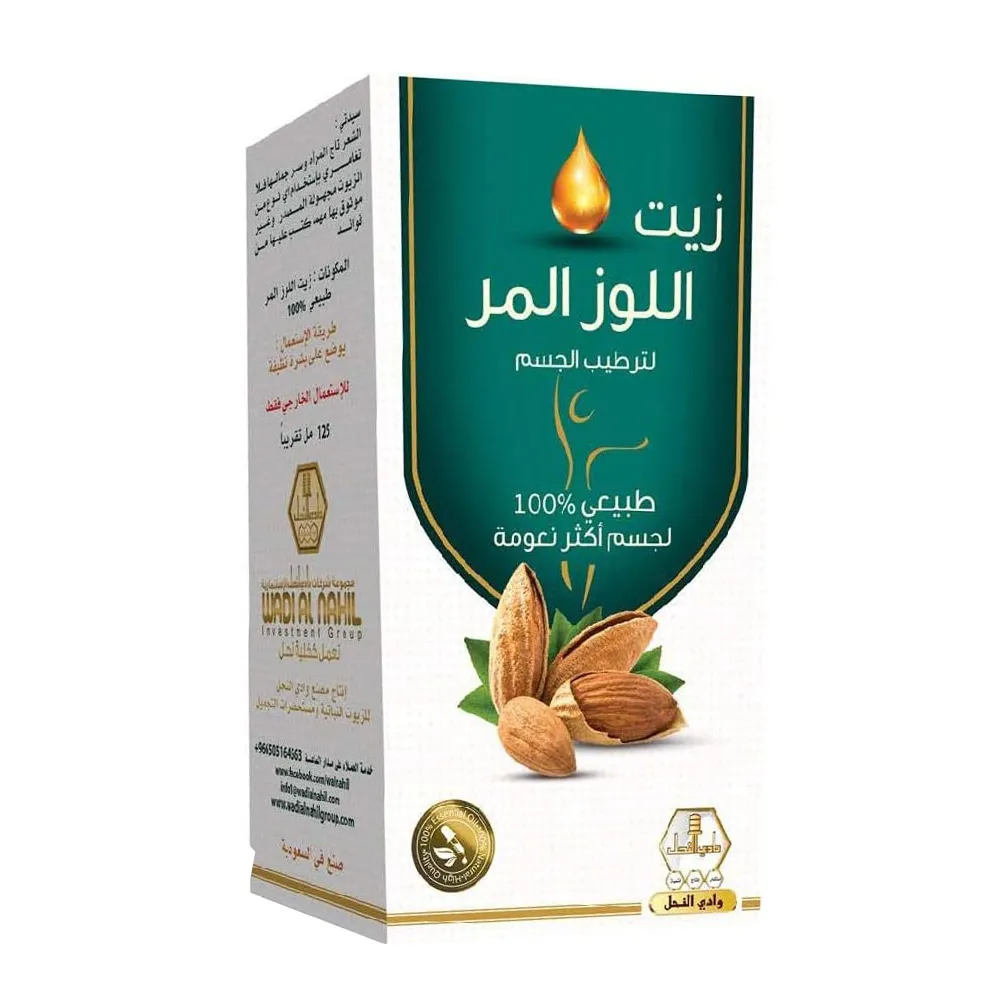 وادي النحل زيت اللوز المر لشعر أكثر نعومه ولترطيب الجسم 125مل